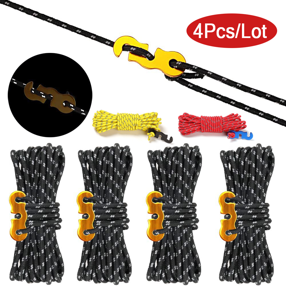 Outdoor Camping Tarp - 4Pcs Outdoor Guy Lines Tent Cords