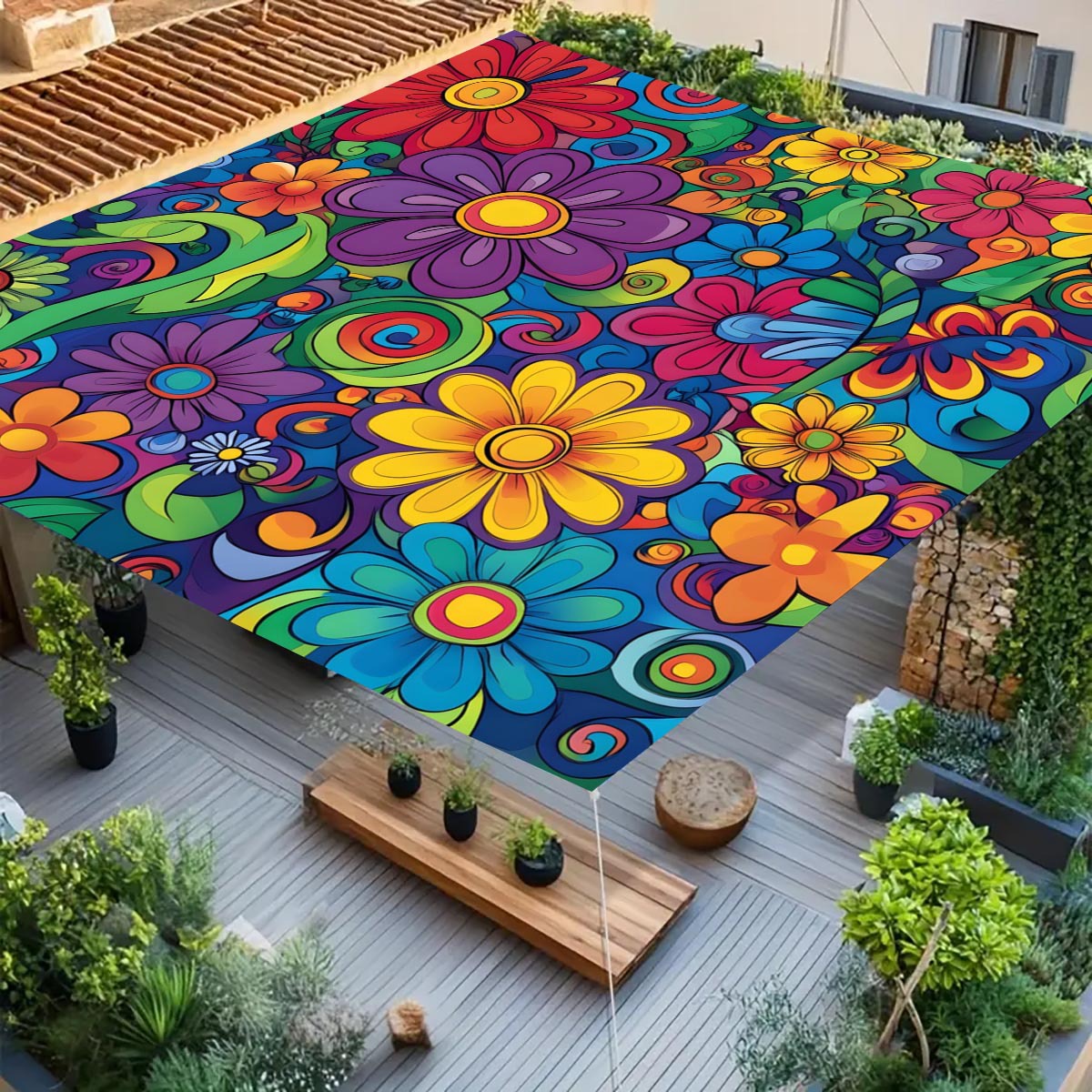 Color Flower Camping Sunshade  - Outdoor Camping Tarp recension och pris