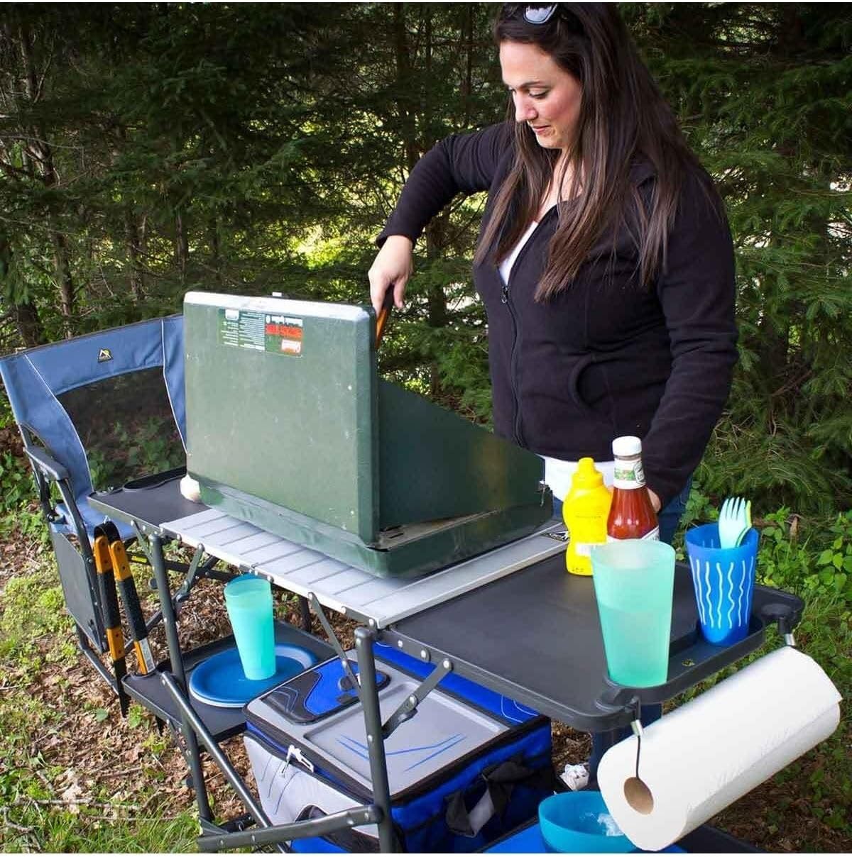 Slim Fold Portable Camping Kit - Outdoor Camping Table With Storage recension och pris