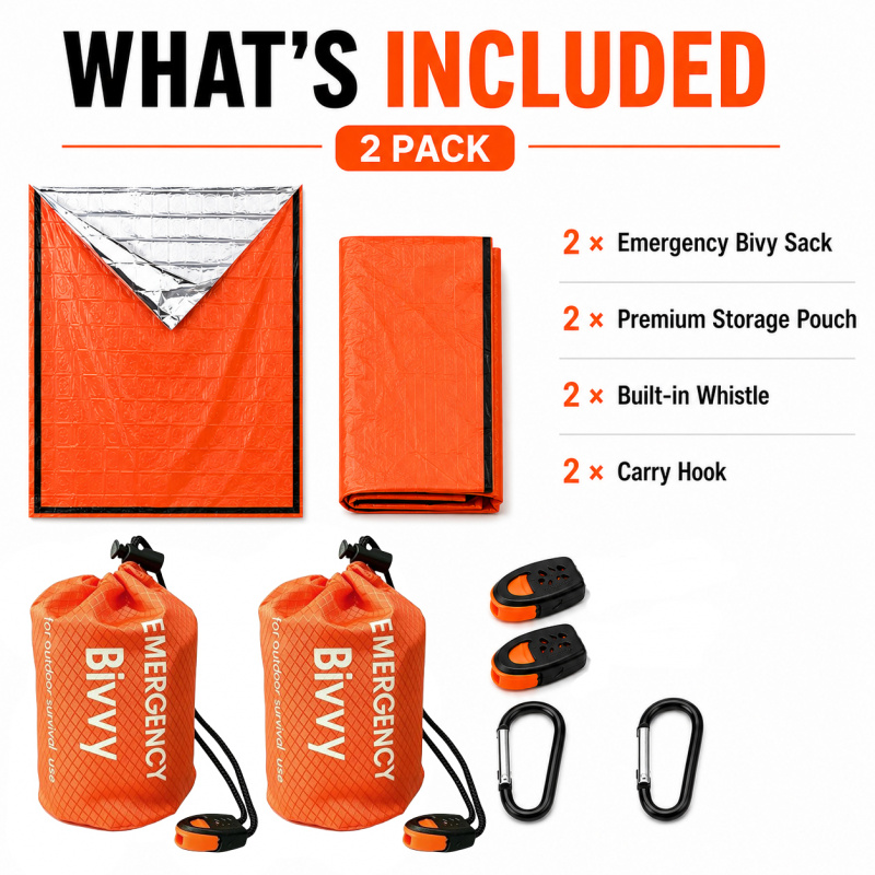 2 Pack Emergency Sleeping Bag, - Bivvy Bag Emergency recension och pris