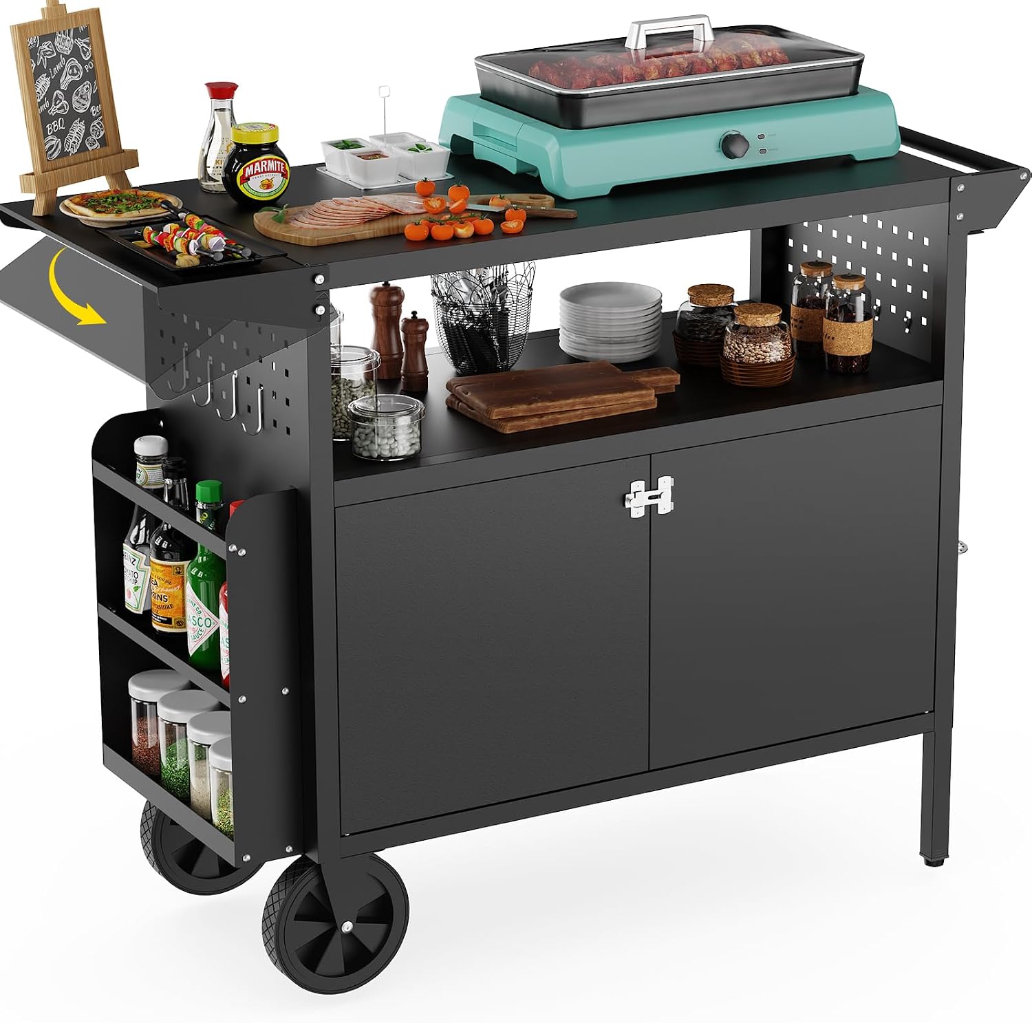Outdoor Grill Cart Table With  - Outdoor Camping Table With Storage recension och pris