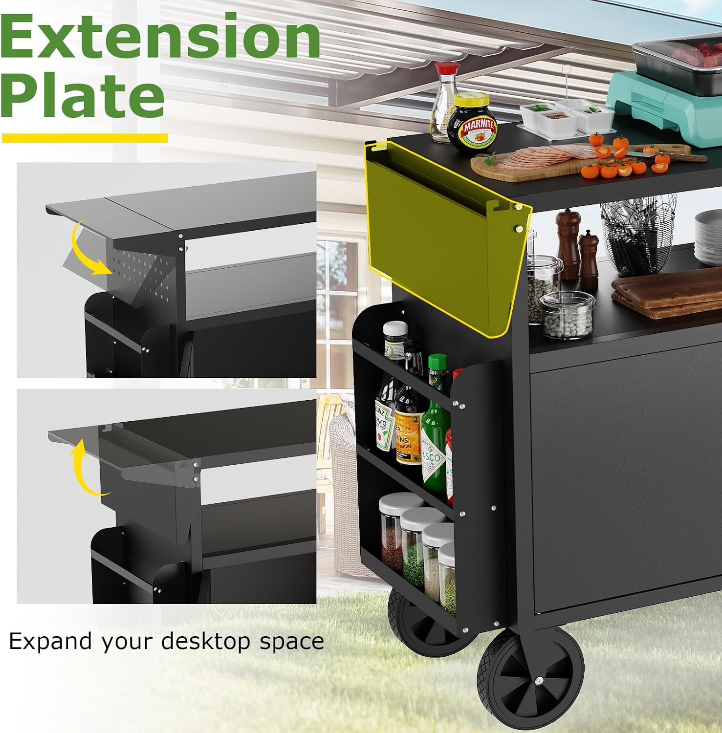 Outdoor Grill Cart Table With  - Outdoor Camping Table With Storage recension och pris