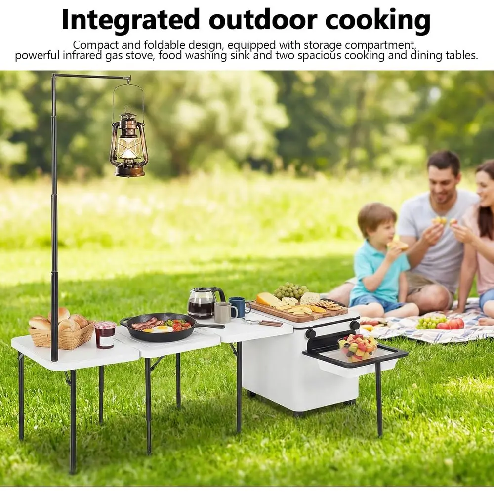 Portable Folding Outdoor Kitch - Outdoor Camping Table With Storage recension och pris