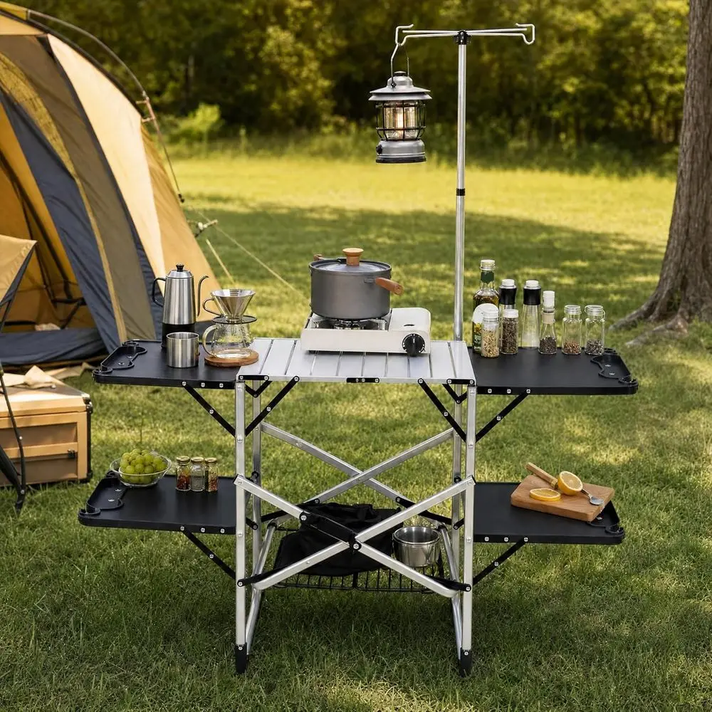 Portable Outdoor Kitchen Table - Outdoor Camping Table With Storage recension och pris