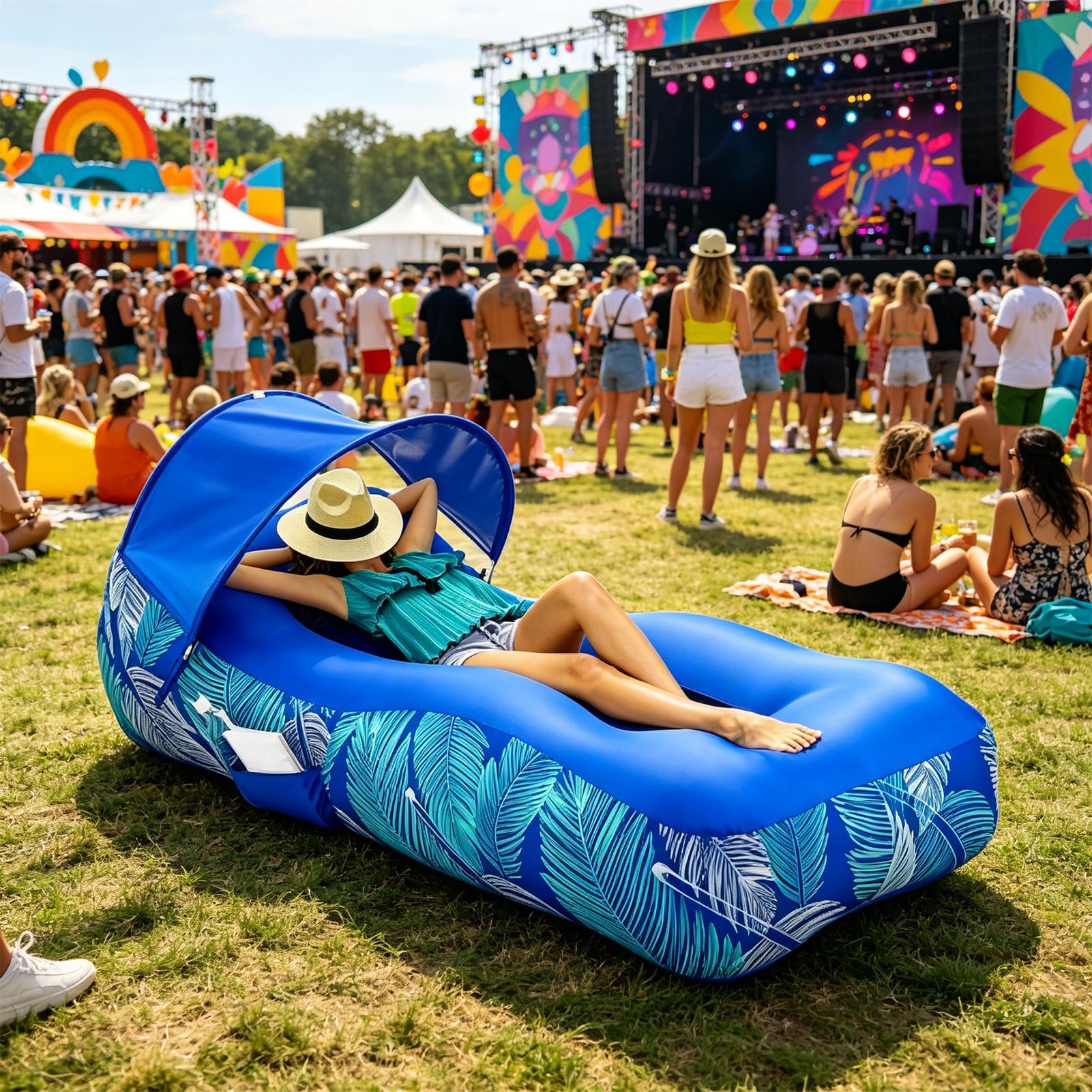 Inflatable Lounger with Sunsha - Outdoor Camping Couch recension och pris