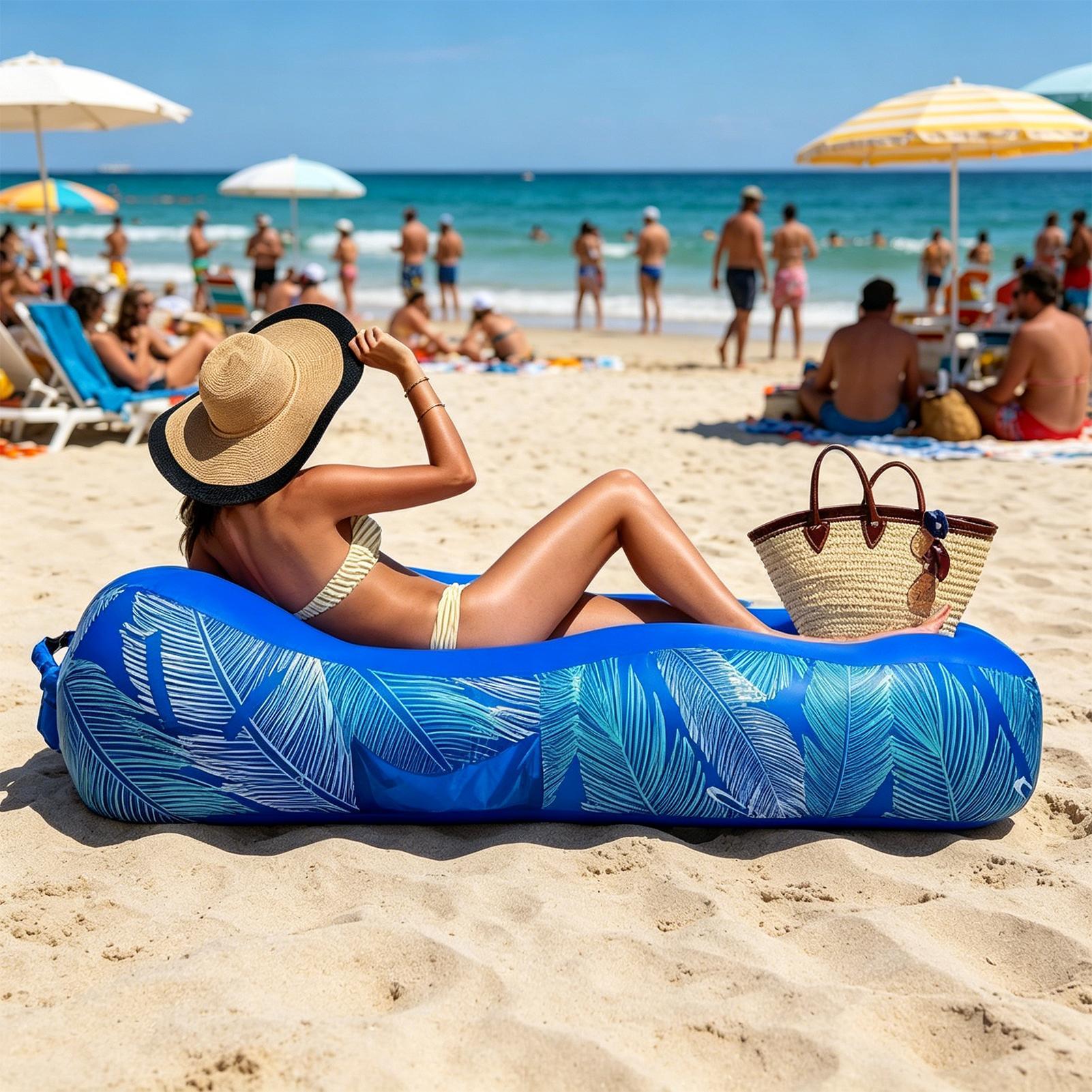 Inflatable Lounger with Sunsha - Outdoor Camping Couch recension och pris