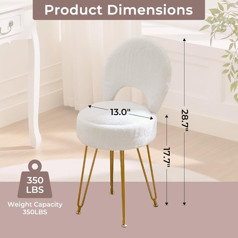 Faux Fur White Small Vanity Ch - Folding Chair recension och pris