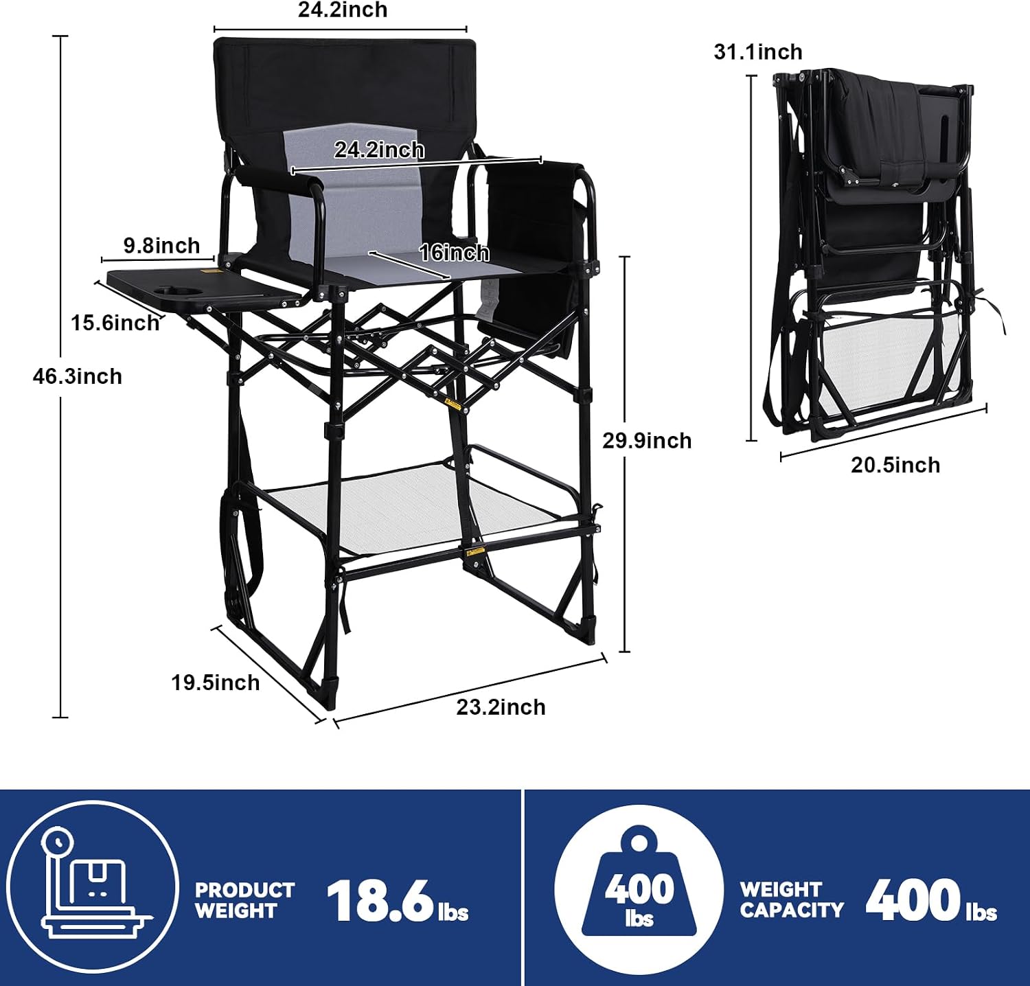 2 Pack Extra Tall Folding Camp - Outdoor Camping Table With Storage recension och pris