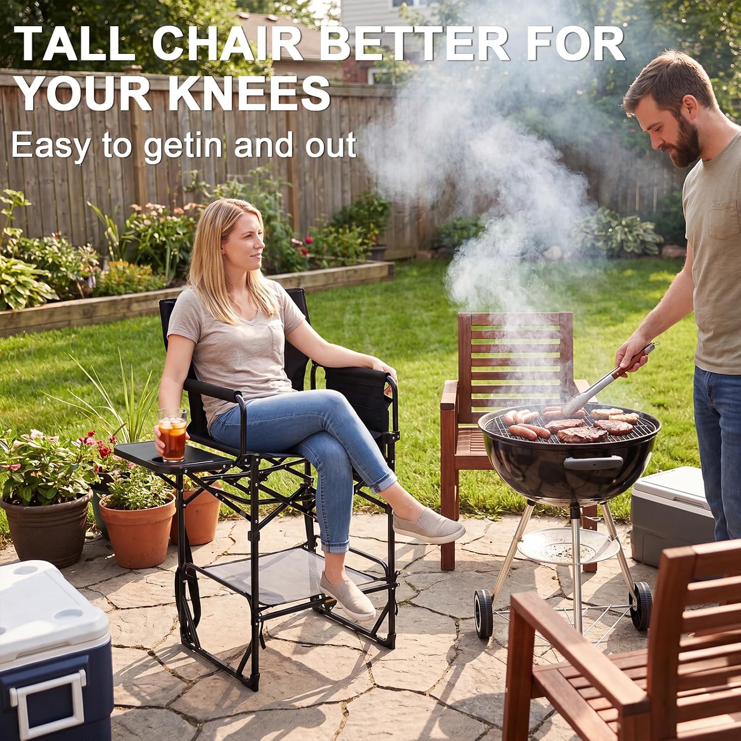 2 Pack Extra Tall Folding Camp - Outdoor Camping Table With Storage recension och pris